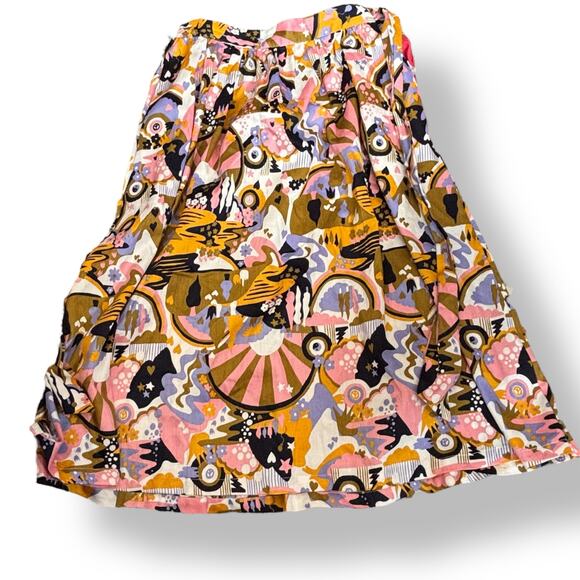 ModCloth Psychedelic Midi Skirt Retro Pink Orange Purple Tie Waist Bow Detail - Picture 7 of 9